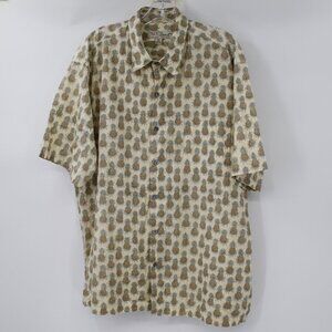 Tori Richards Shirt Mens XL Cotton Lawn Pineapple Print Short Sleeve Button Up